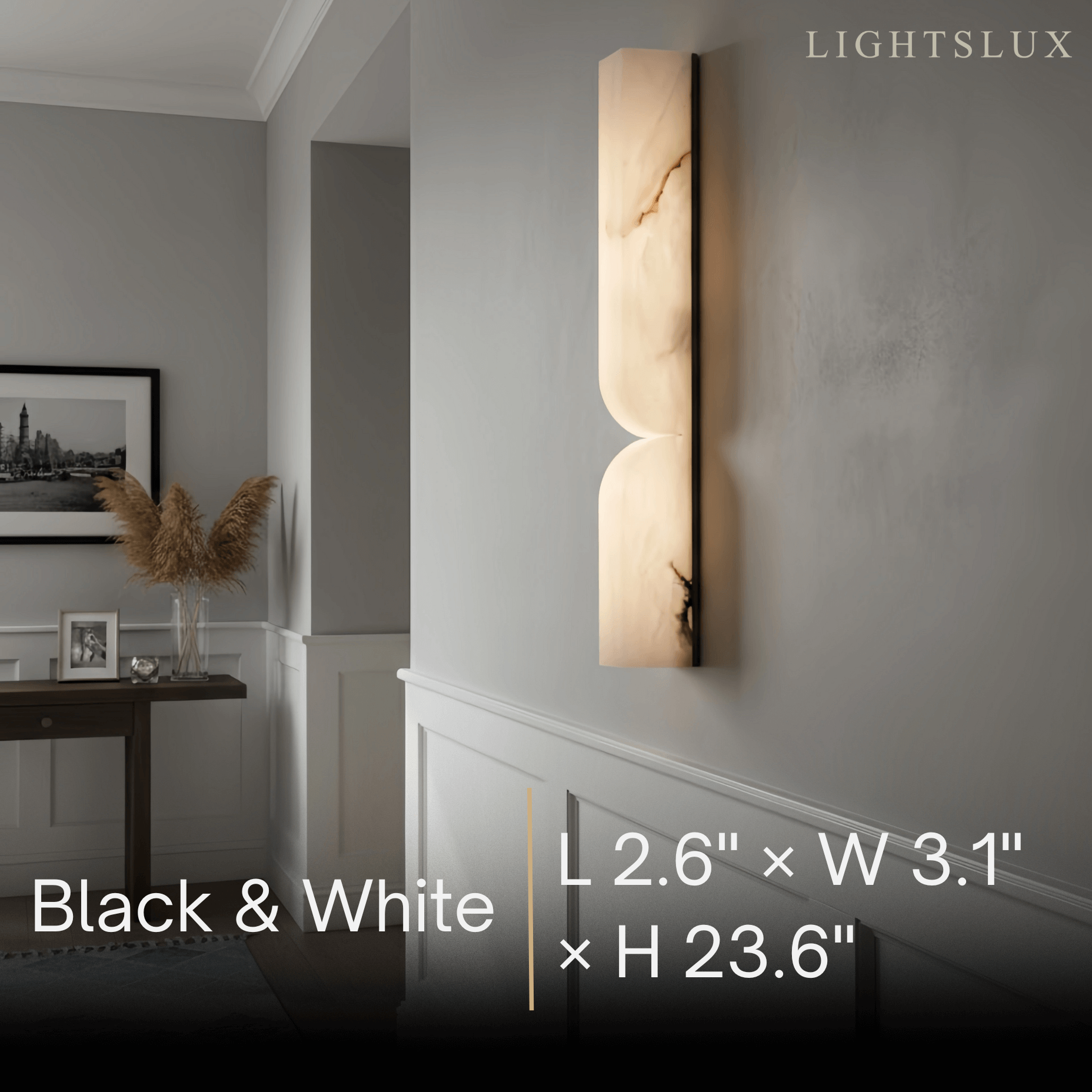 Modern Alabaster Wall Sconce – LED Stone Wall Light in Gold or Black for Living Room - Flindria
