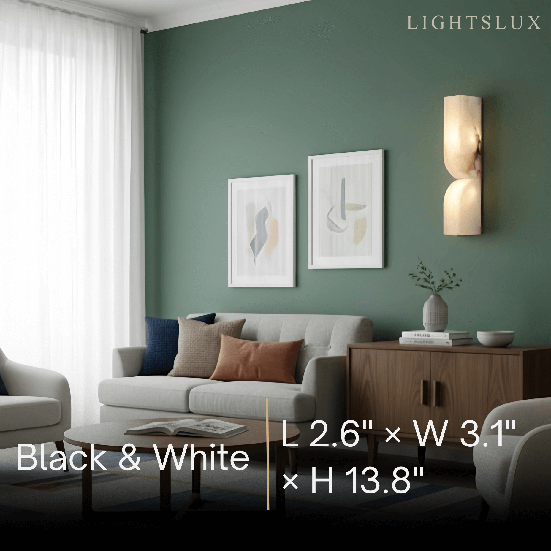 Modern Alabaster Wall Sconce – LED Stone Wall Light in Gold or Black for Living Room - Flindria