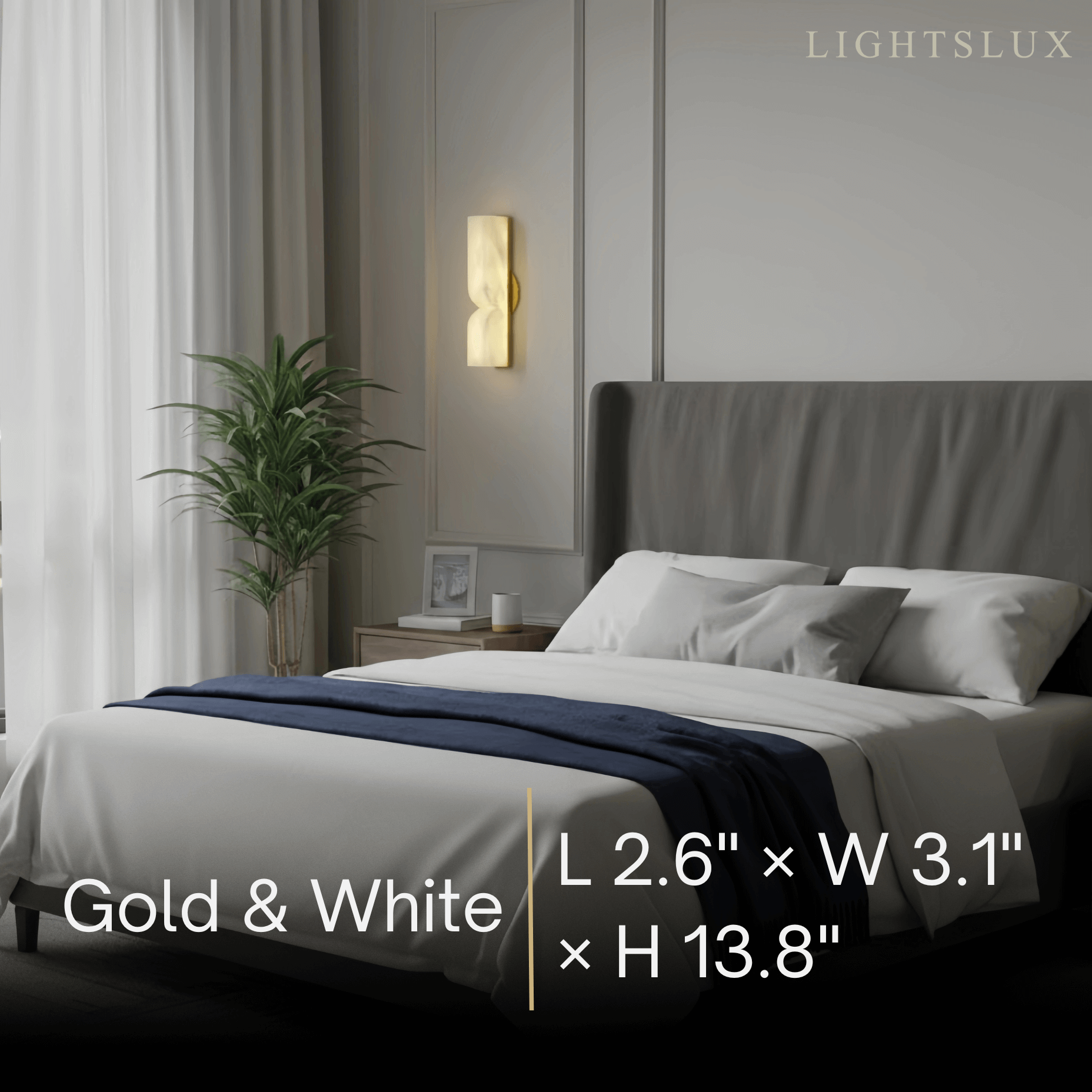 Modern Alabaster Wall Sconce – LED Stone Wall Light in Gold or Black for Living Room - Flindria