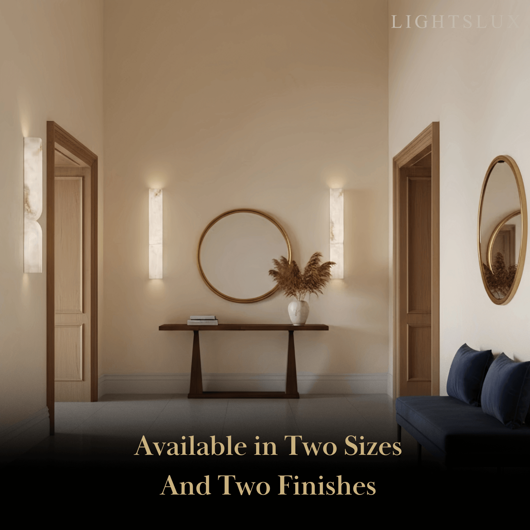 Modern Alabaster Wall Sconce – LED Stone Wall Light in Gold or Black for Living Room - Flindria