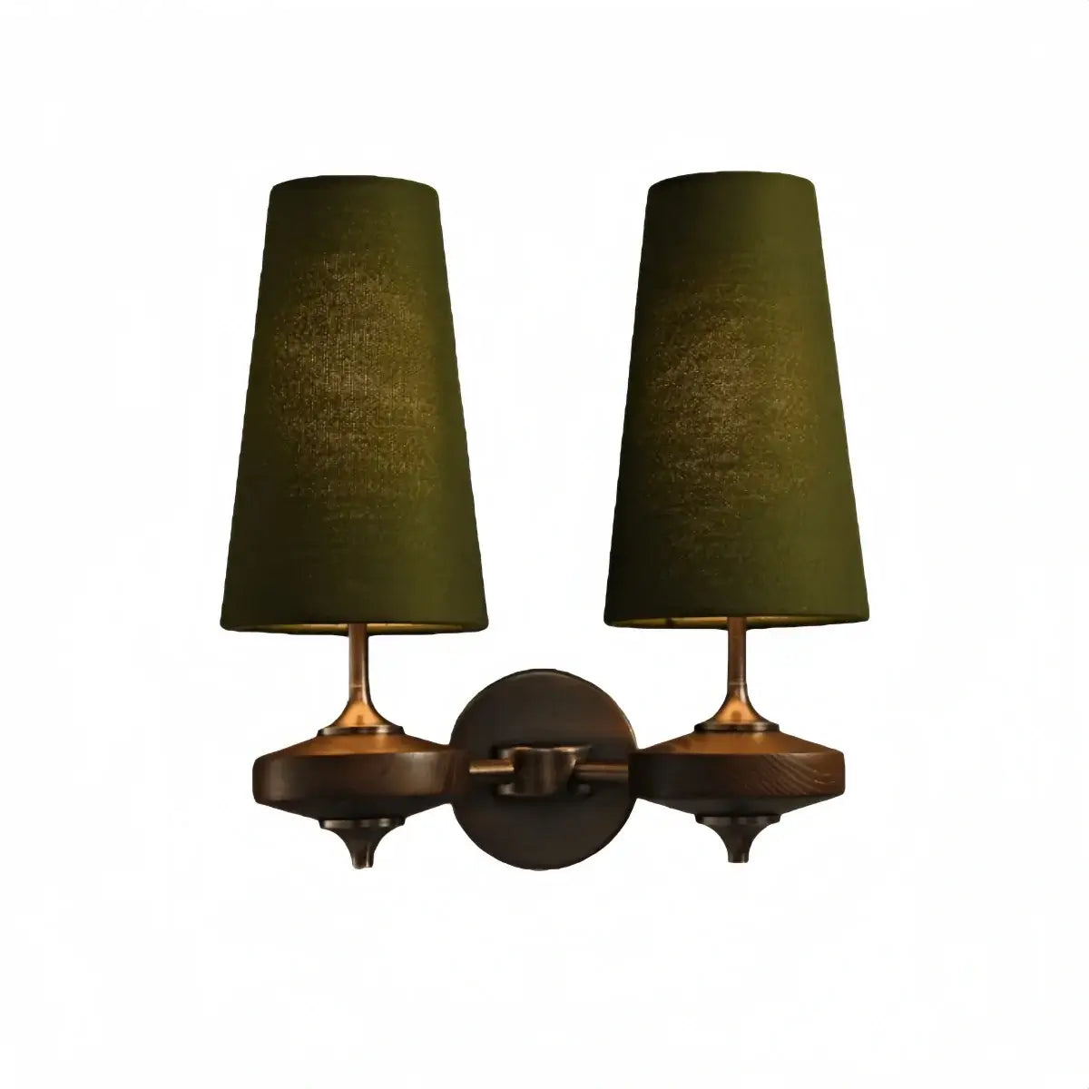 Mid-Century Wall Sconce – Fabric Shade and Wood Wall Light in Bronze for Bedroom - Flindria