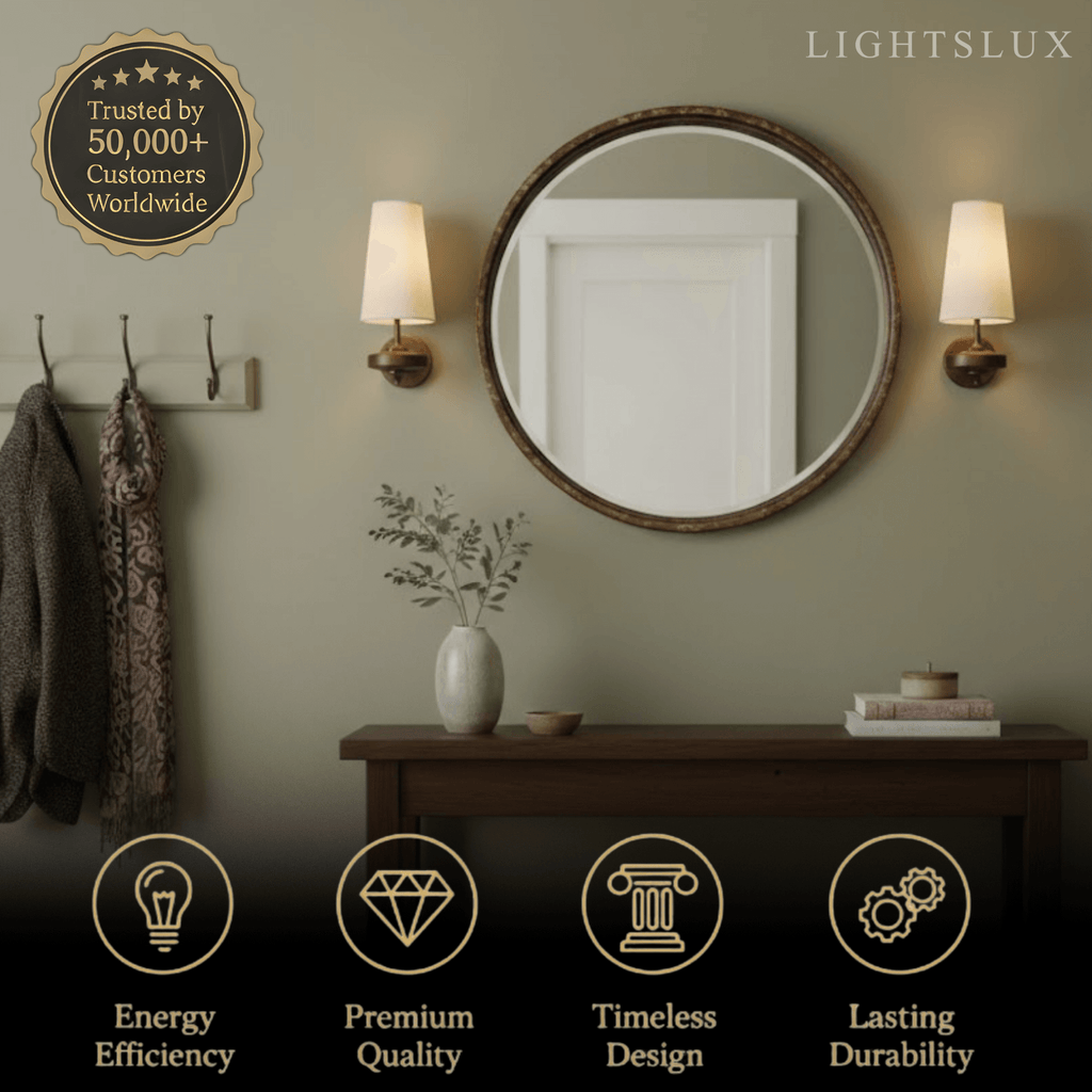 Mid-Century Wall Sconce – Fabric Shade and Wood Wall Light in Bronze for Bedroom - Flindria
