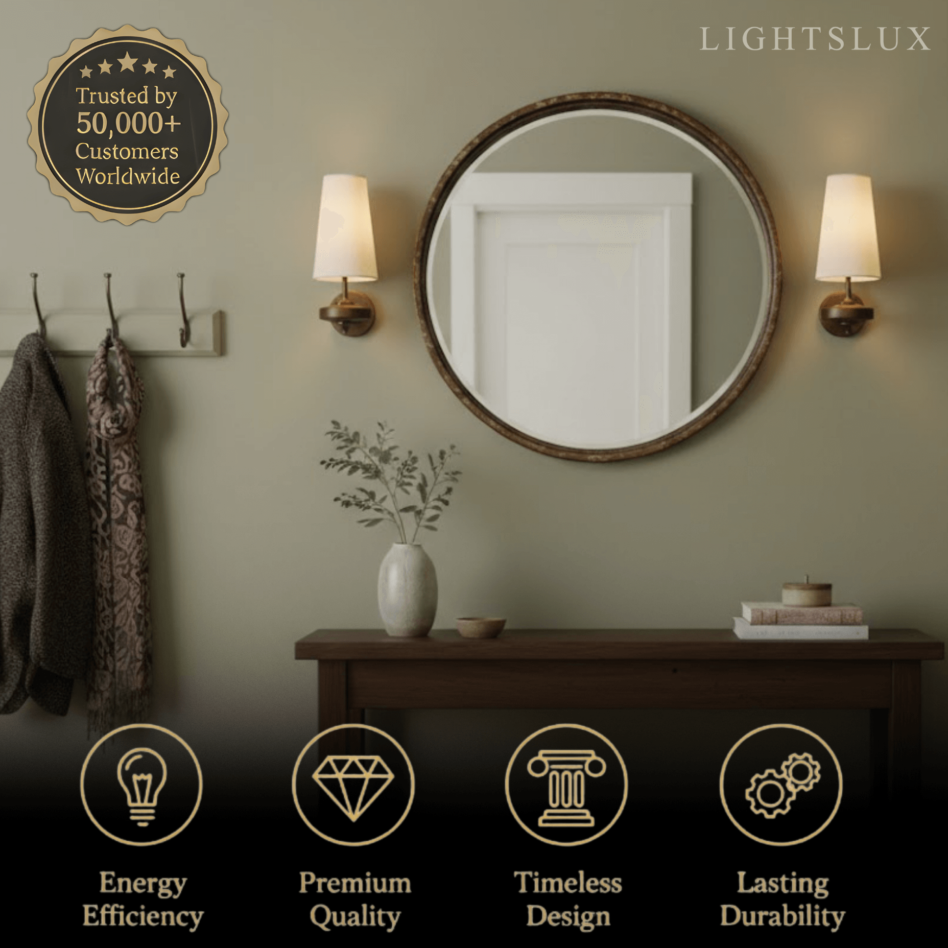 Mid-Century Wall Sconce – Fabric Shade and Wood Wall Light in Bronze for Bedroom - Flindria