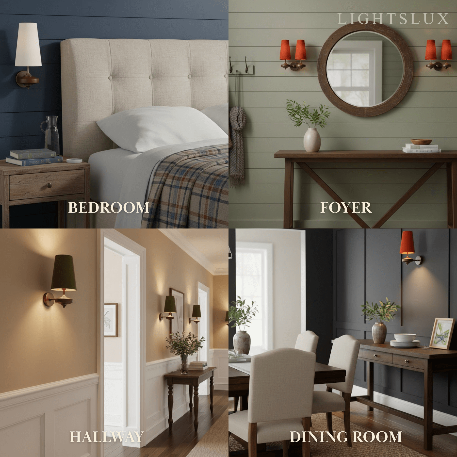 Mid-Century Wall Sconce – Fabric Shade and Wood Wall Light in Bronze for Bedroom - Flindria