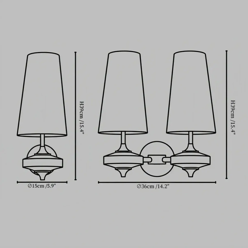 Mid-Century Wall Sconce – Fabric Shade and Wood Wall Light in Bronze for Bedroom - Flindria