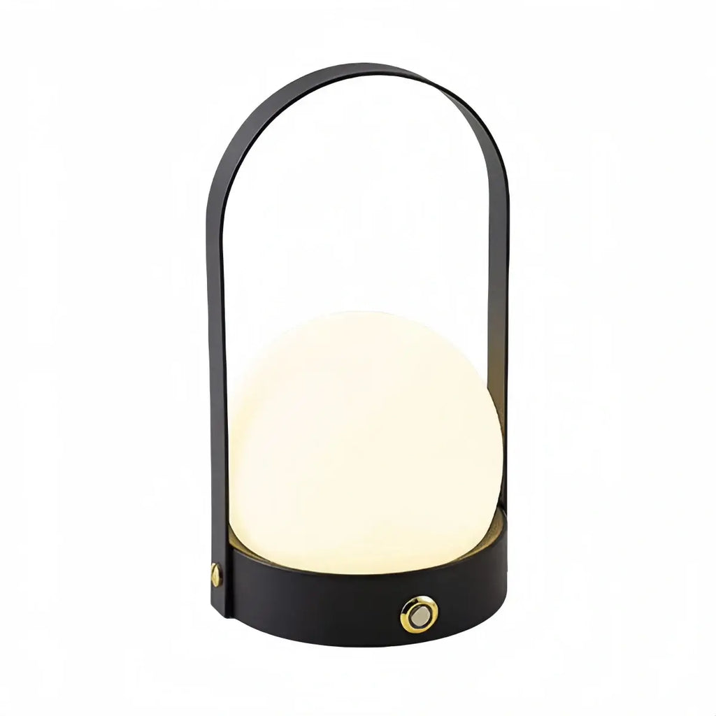 Lámpara de mesa portátil moderna – Linterna LED de vidrio con asa en dorado, negro o blanco - Flindria