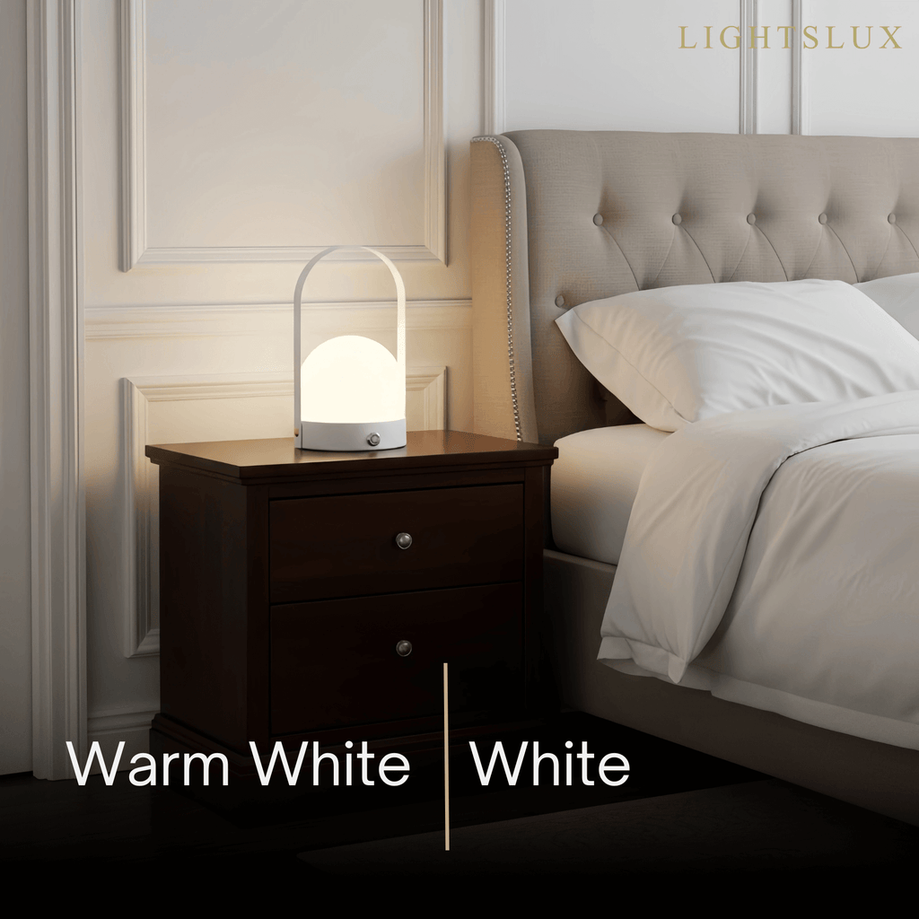Lámpara de mesa portátil moderna – Linterna LED de vidrio con asa en dorado, negro o blanco - Flindria