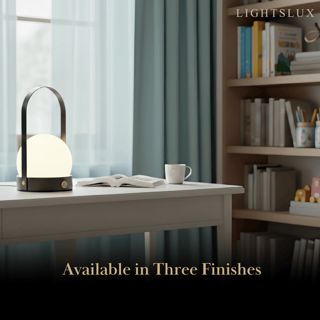 Lámpara de mesa portátil moderna – Linterna LED de vidrio con asa en dorado, negro o blanco - Flindria