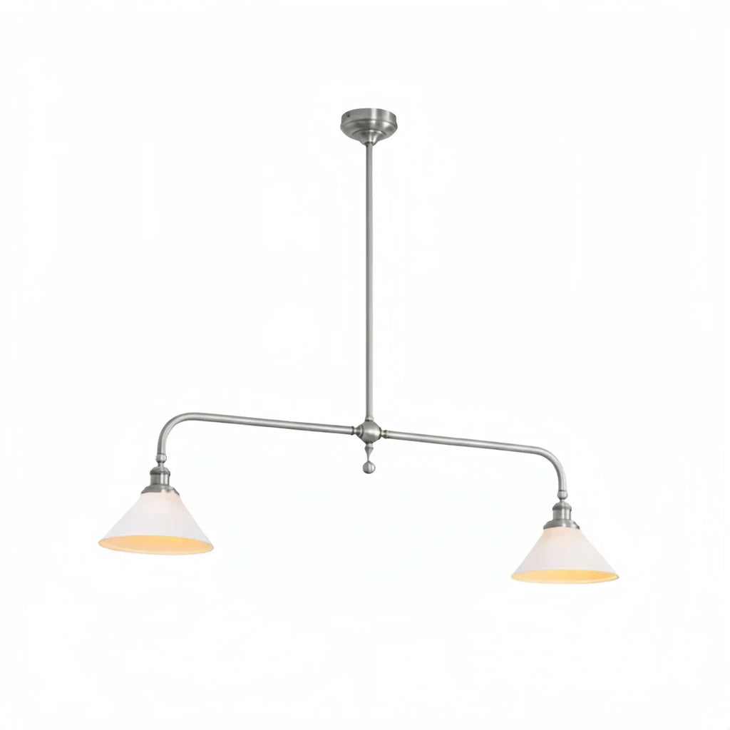 Moderne messing hanglamp – witte keramische eilandkroonluchter voor keuken - Flindria