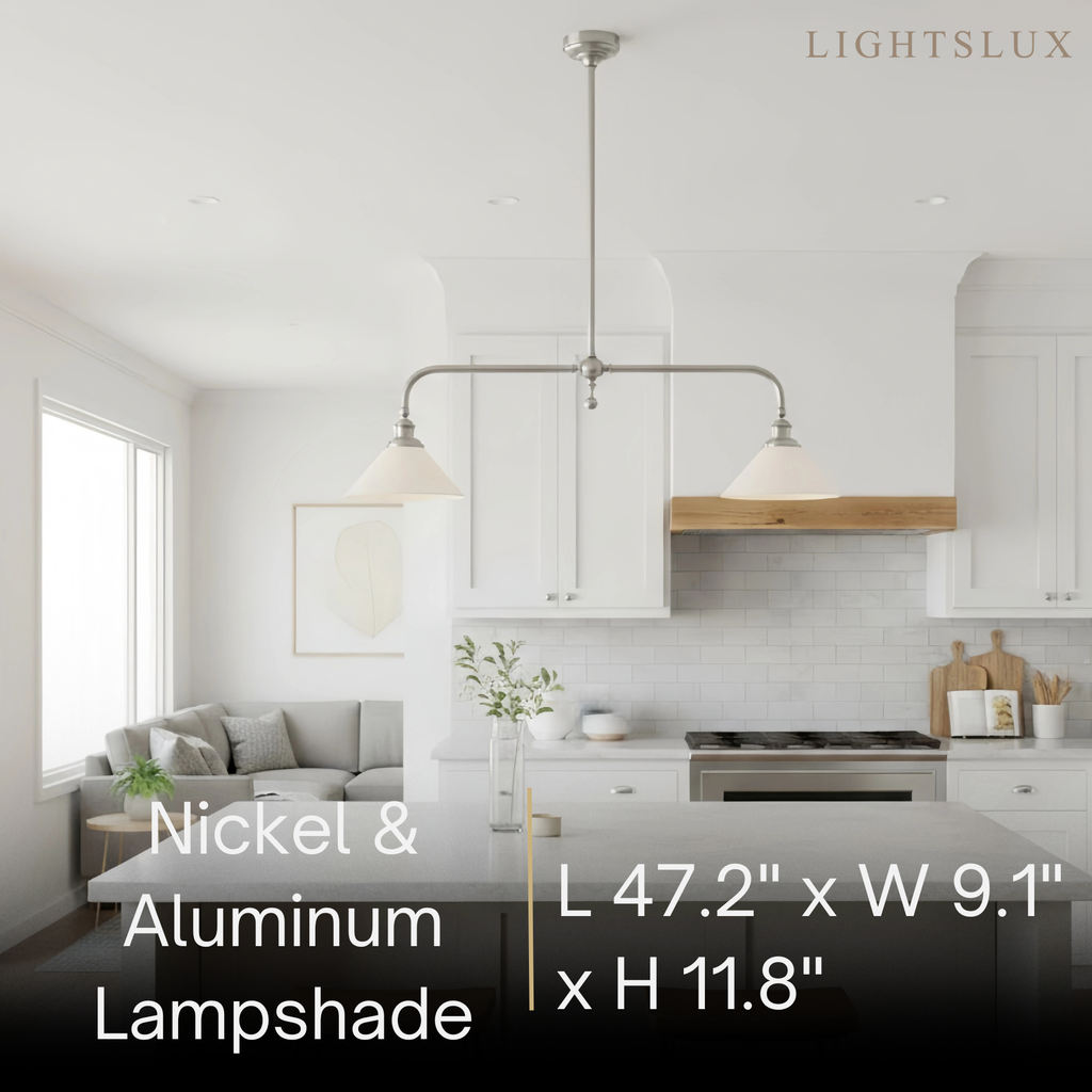 Moderne messing hanglamp – witte keramische eilandkroonluchter voor keuken - Flindria