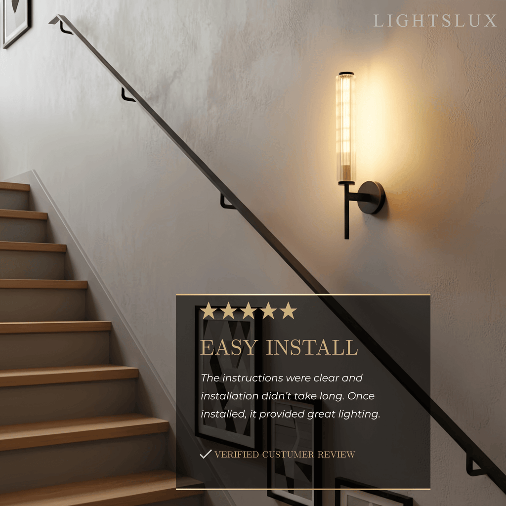 Modern Linear Wall Light – Brass and Glass LED Sconce for Bathroom or Bedroom - Flindria