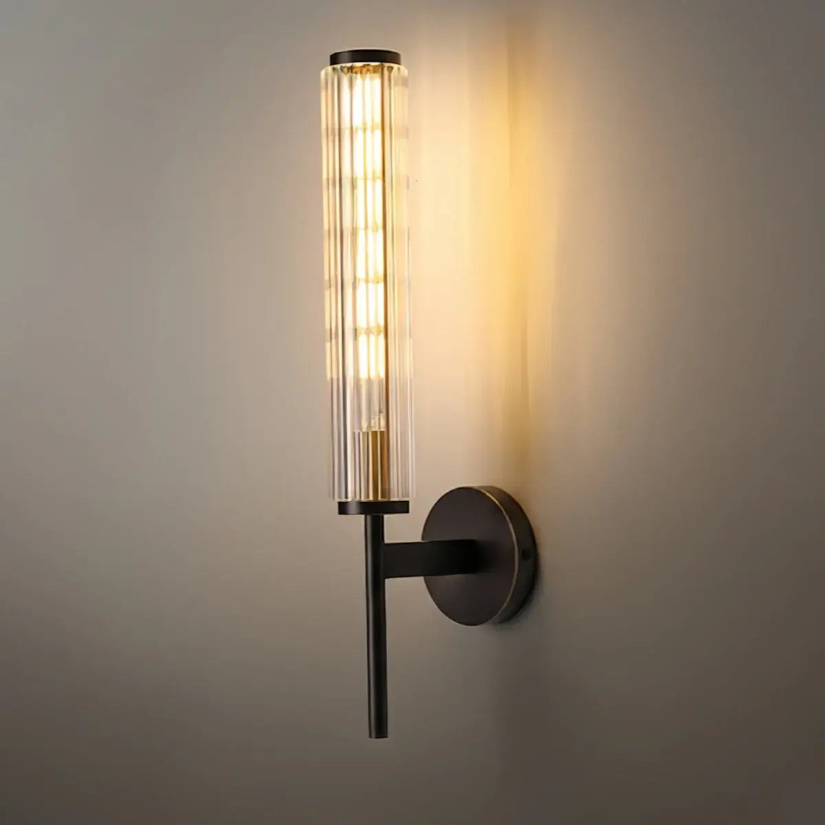 Modern Linear Wall Light – Brass and Glass LED Sconce for Bathroom or Bedroom - Flindria