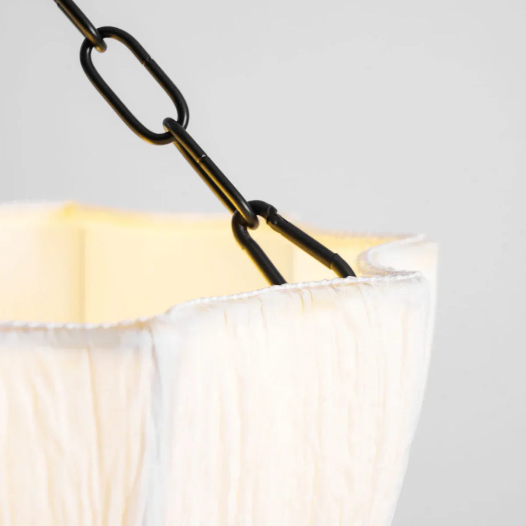 Modern Fabric Pendant Light – Black Brass Ceiling Lamp with Cotton Shade for Dining Room - Flindria