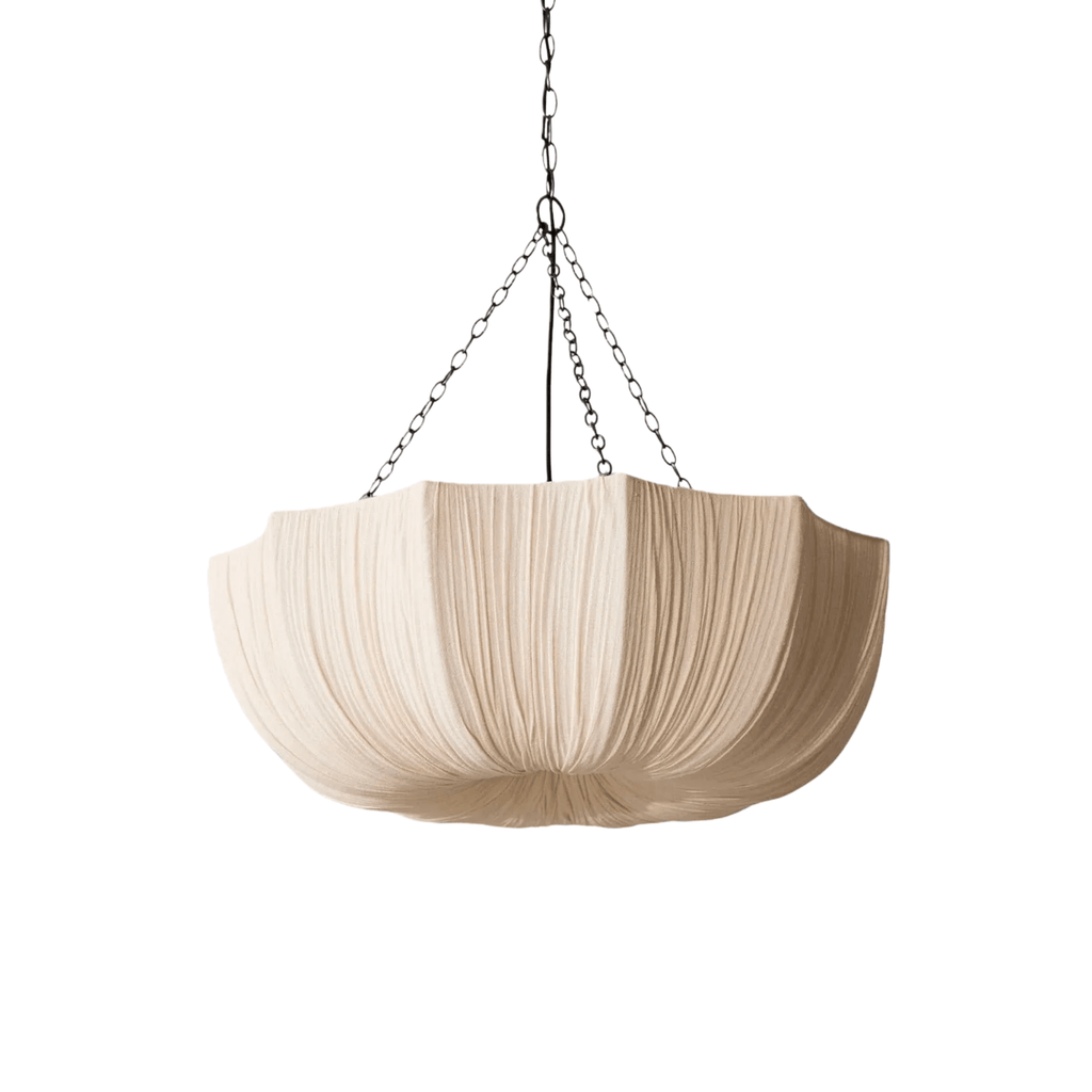 Modern Fabric Pendant Light – Black Brass Ceiling Lamp with Cotton Shade for Dining Room - Flindria