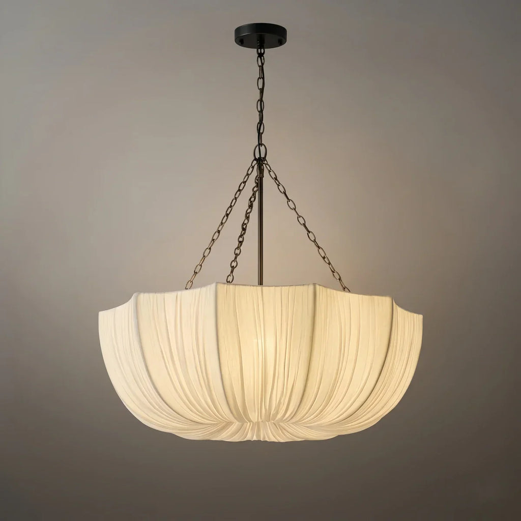 Modern Fabric Pendant Light – Black Brass Ceiling Lamp with Cotton Shade for Dining Room - Flindria