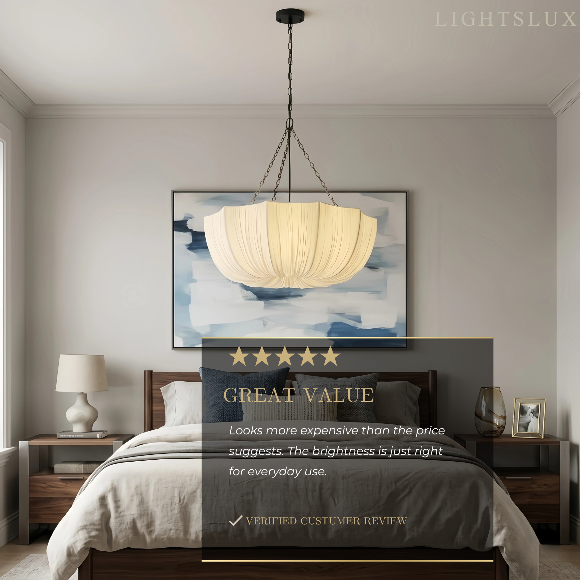 Modern Fabric Pendant Light – Black Brass Ceiling Lamp with Cotton Shade for Dining Room - Flindria