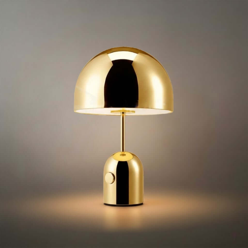 Moderne Klokke Bordlampe – Metal Dome Skrivebordslampe i Guld, Rosaguld eller Krom til Soveværelse - Flindria