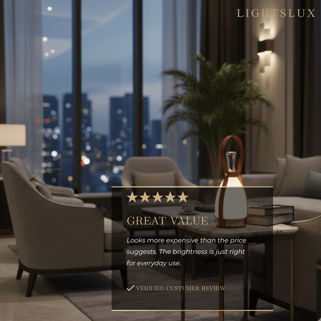 Lámpara de mesa moderna de cuero – Luz LED portátil de vidrio en marrón, blanco o plata para dormitorio - Flindria
