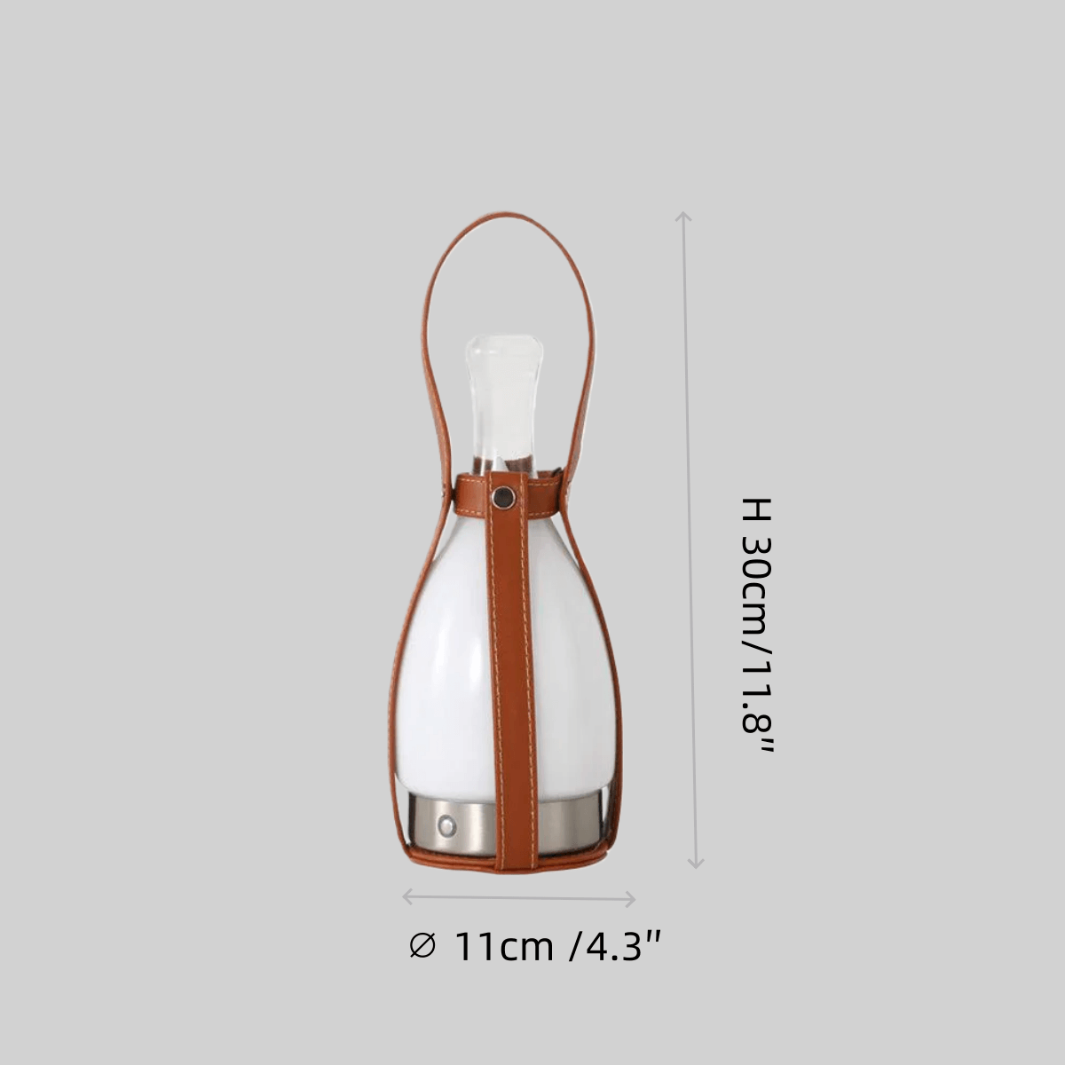 Lámpara de mesa moderna de cuero – Luz LED portátil de vidrio en marrón, blanco o plata para dormitorio - Flindria