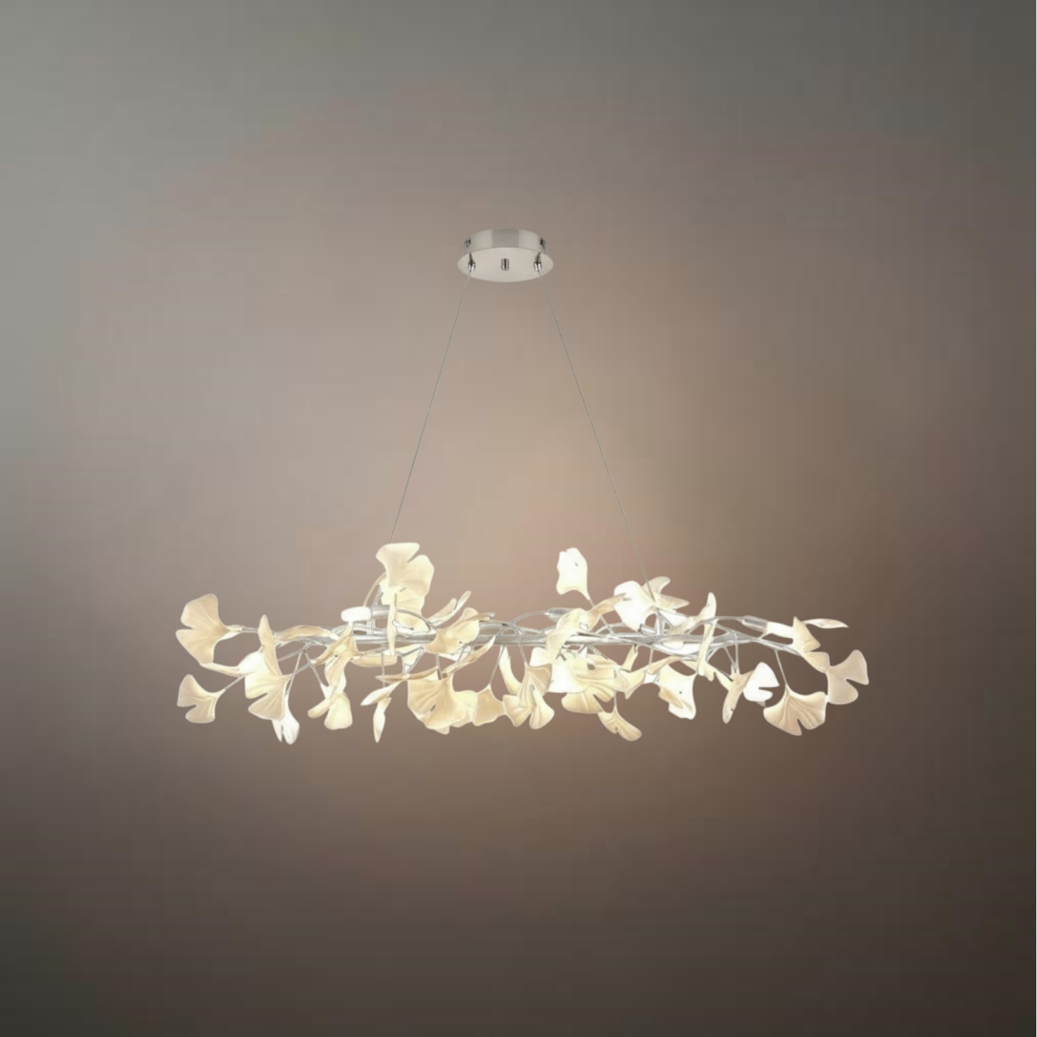Modern Ginkgo Chandelier – Ceramic Petal Ceiling Light in Gold for Dining Room - Flindria