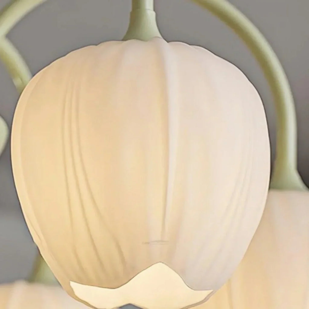 Modern Tulip Csillár – Matcha fém és fehér üveg mennyezeti lámpa étkezőbe - Flindria