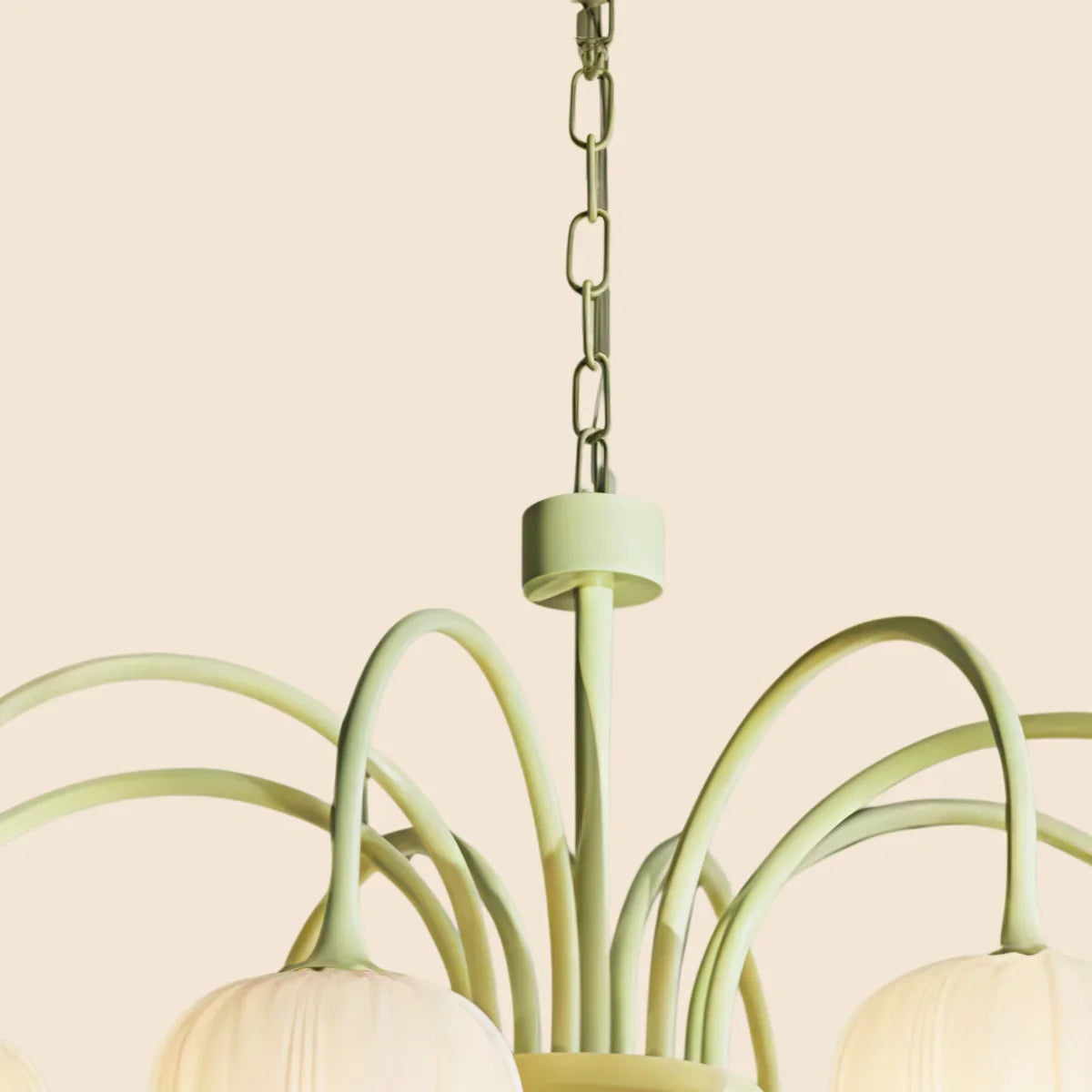 Modern Tulip Csillár – Matcha fém és fehér üveg mennyezeti lámpa étkezőbe - Flindria