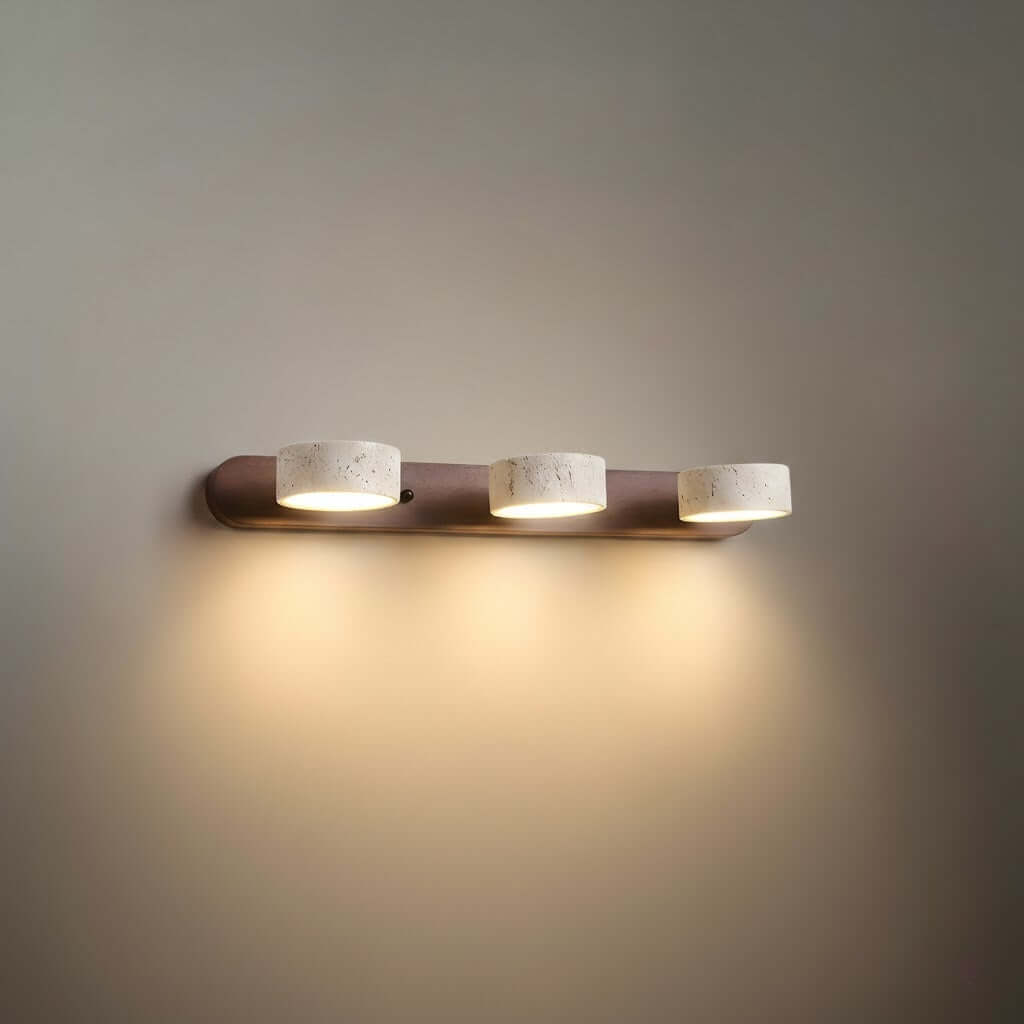 Moderne Travertijn Wandlamp – Hout en Steen LED Wandlamp voor Woonkamer - Flindria