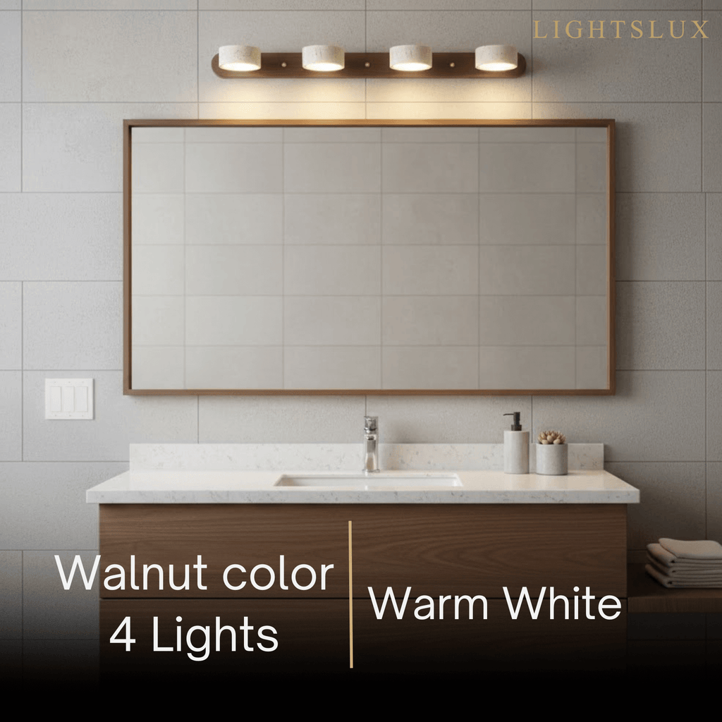 Moderne Travertijn Wandlamp – Hout en Steen LED Wandlamp voor Woonkamer - Flindria