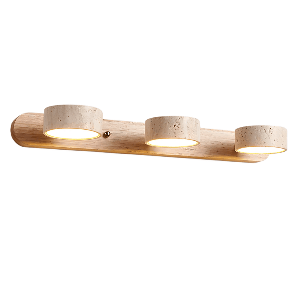 Moderne Travertijn Wandlamp – Hout en Steen LED Wandlamp voor Woonkamer - Flindria