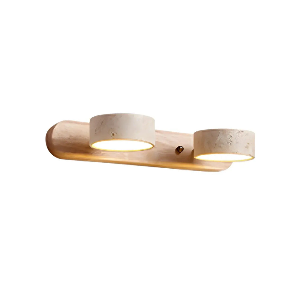 Moderne Travertijn Wandlamp – Hout en Steen LED Wandlamp voor Woonkamer - Flindria