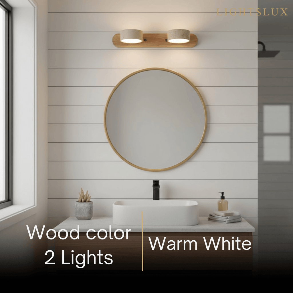 Moderne Travertijn Wandlamp – Hout en Steen LED Wandlamp voor Woonkamer - Flindria