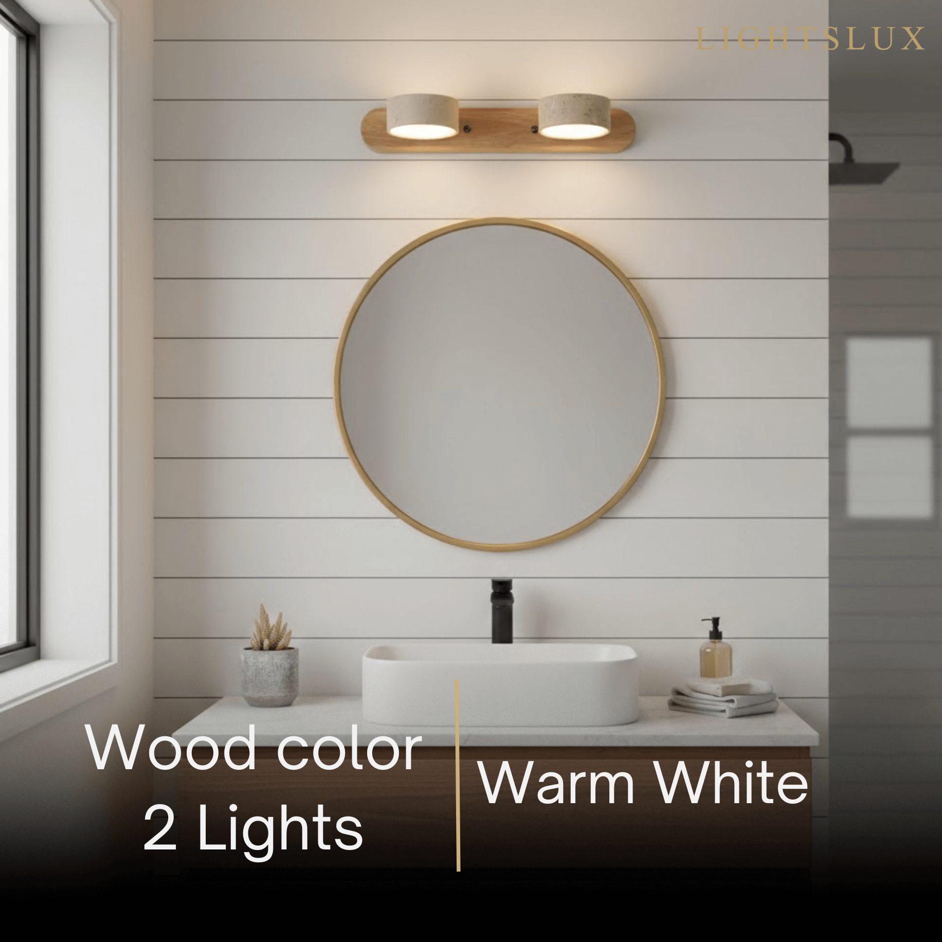 Moderne Travertijn Wandlamp – Hout en Steen LED Wandlamp voor Woonkamer - Flindria