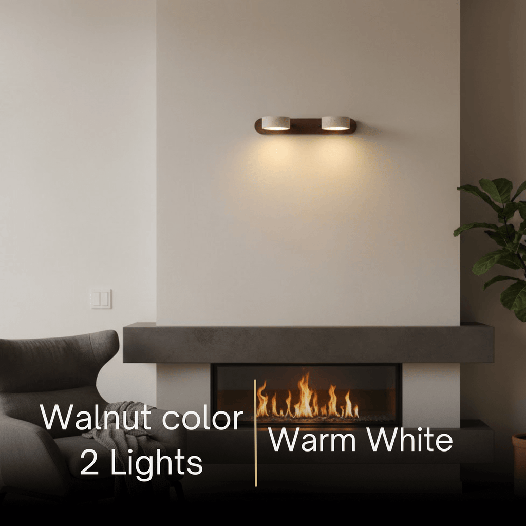 Moderne Travertijn Wandlamp – Hout en Steen LED Wandlamp voor Woonkamer - Flindria