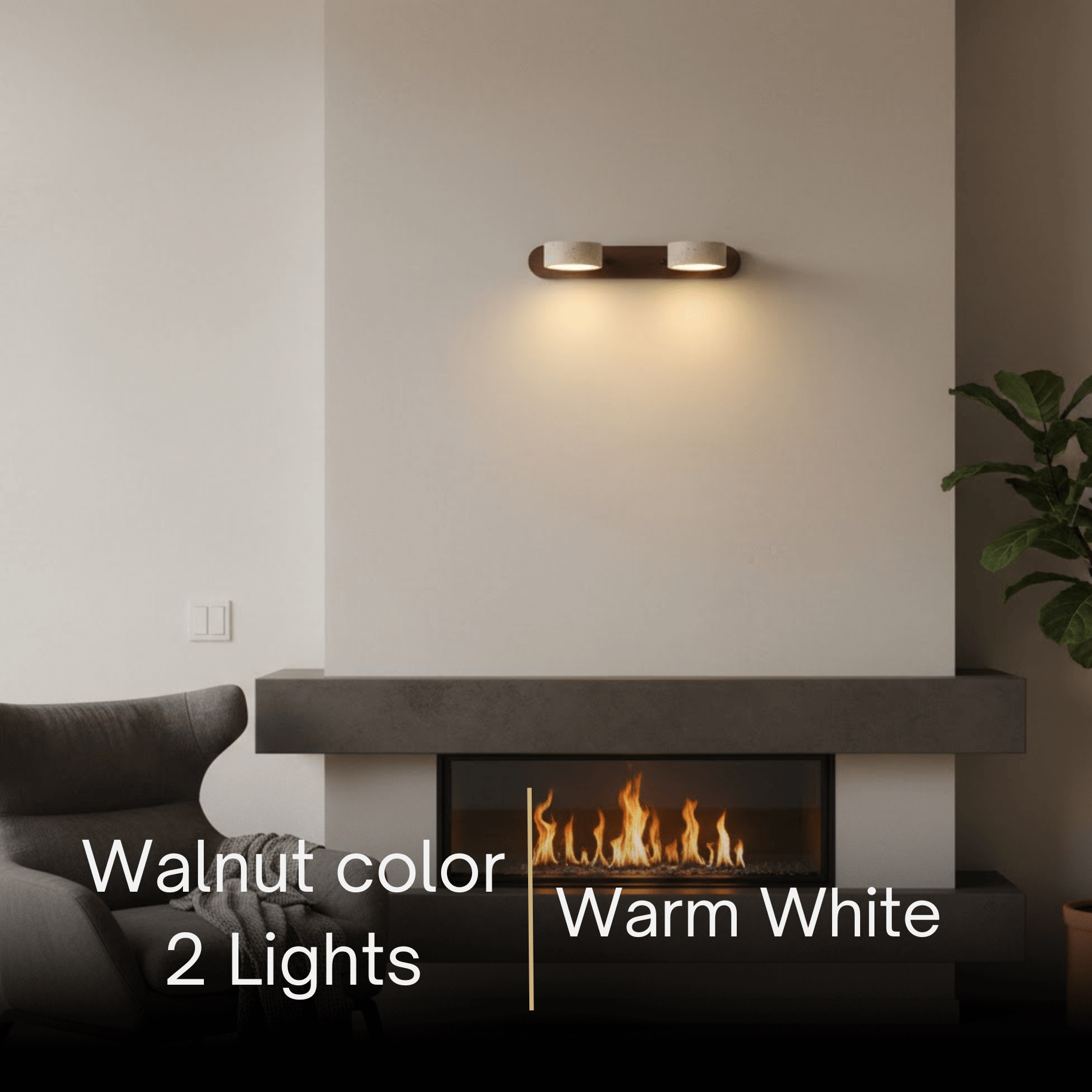 Moderne Travertijn Wandlamp – Hout en Steen LED Wandlamp voor Woonkamer - Flindria