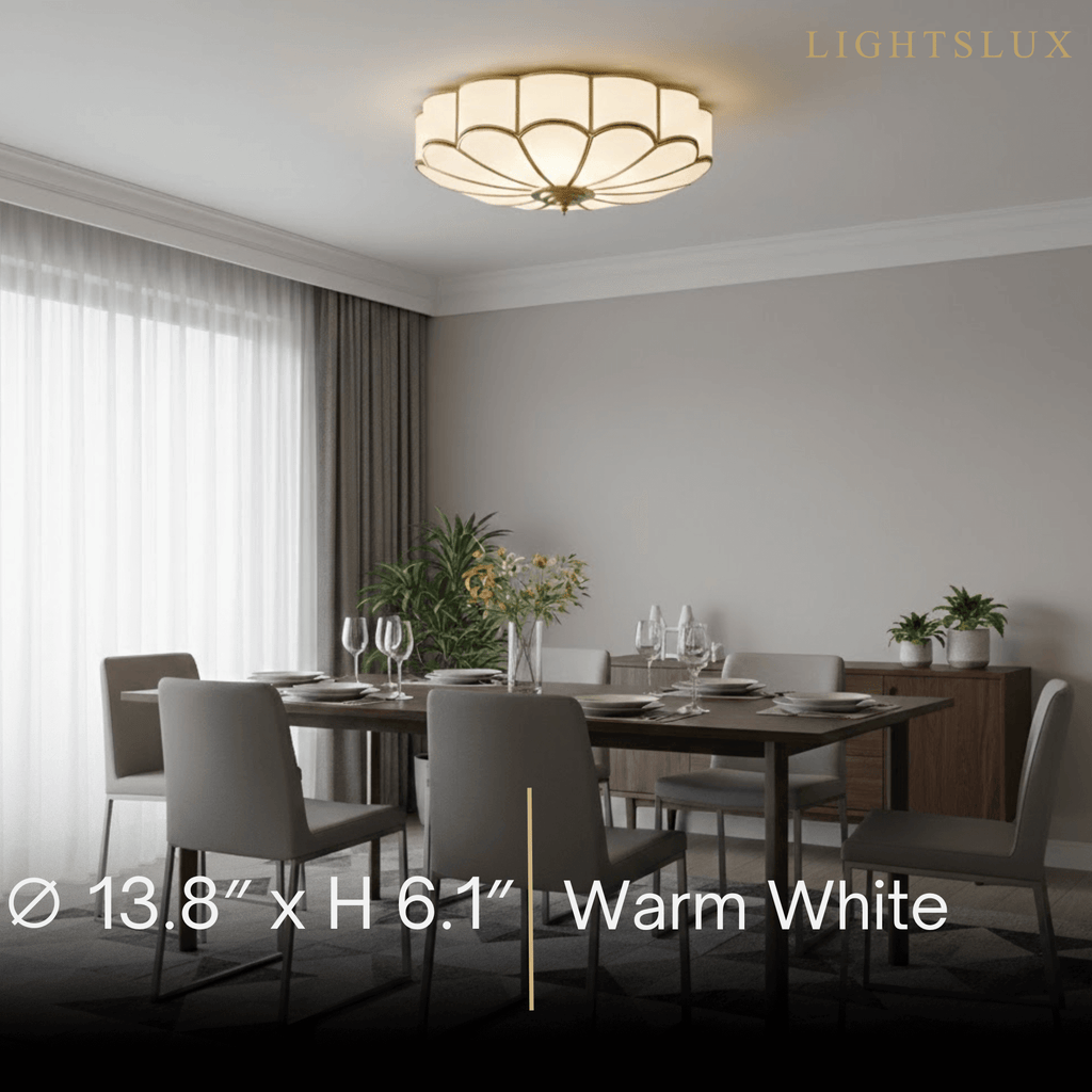 Moderne bloemen glazen plafondlamp – messing plafondlamp voor slaapkamer - Flindria
