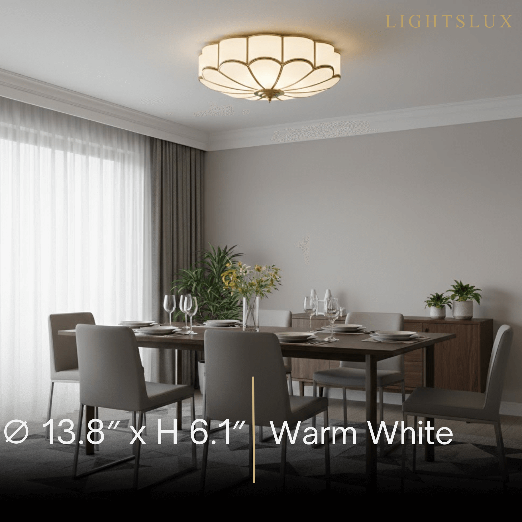 Moderne bloemen glazen plafondlamp – messing plafondlamp voor slaapkamer - Flindria