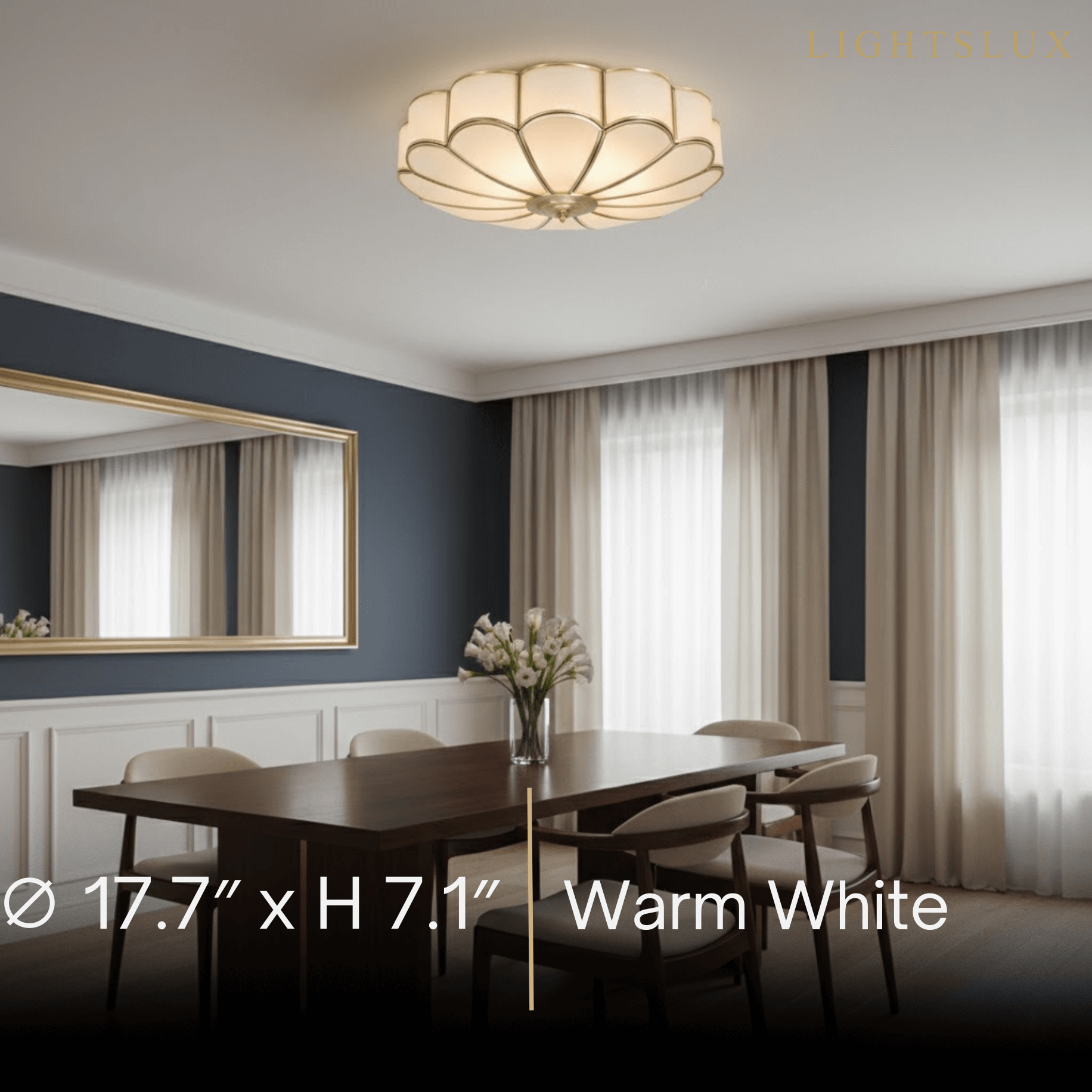 Moderne bloemen glazen plafondlamp – messing plafondlamp voor slaapkamer - Flindria