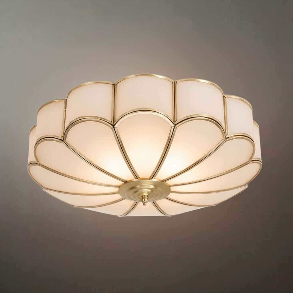 Moderne bloemen glazen plafondlamp – messing plafondlamp voor slaapkamer - Flindria