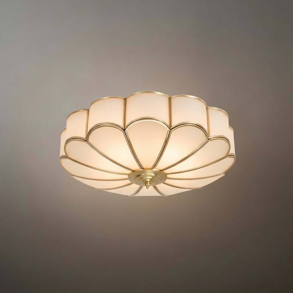 Moderne bloemen glazen plafondlamp – messing plafondlamp voor slaapkamer - Flindria