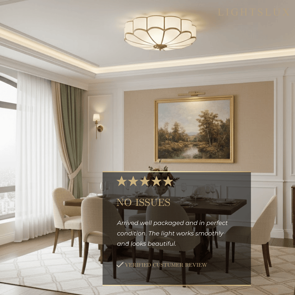 Moderne bloemen glazen plafondlamp – messing plafondlamp voor slaapkamer - Flindria