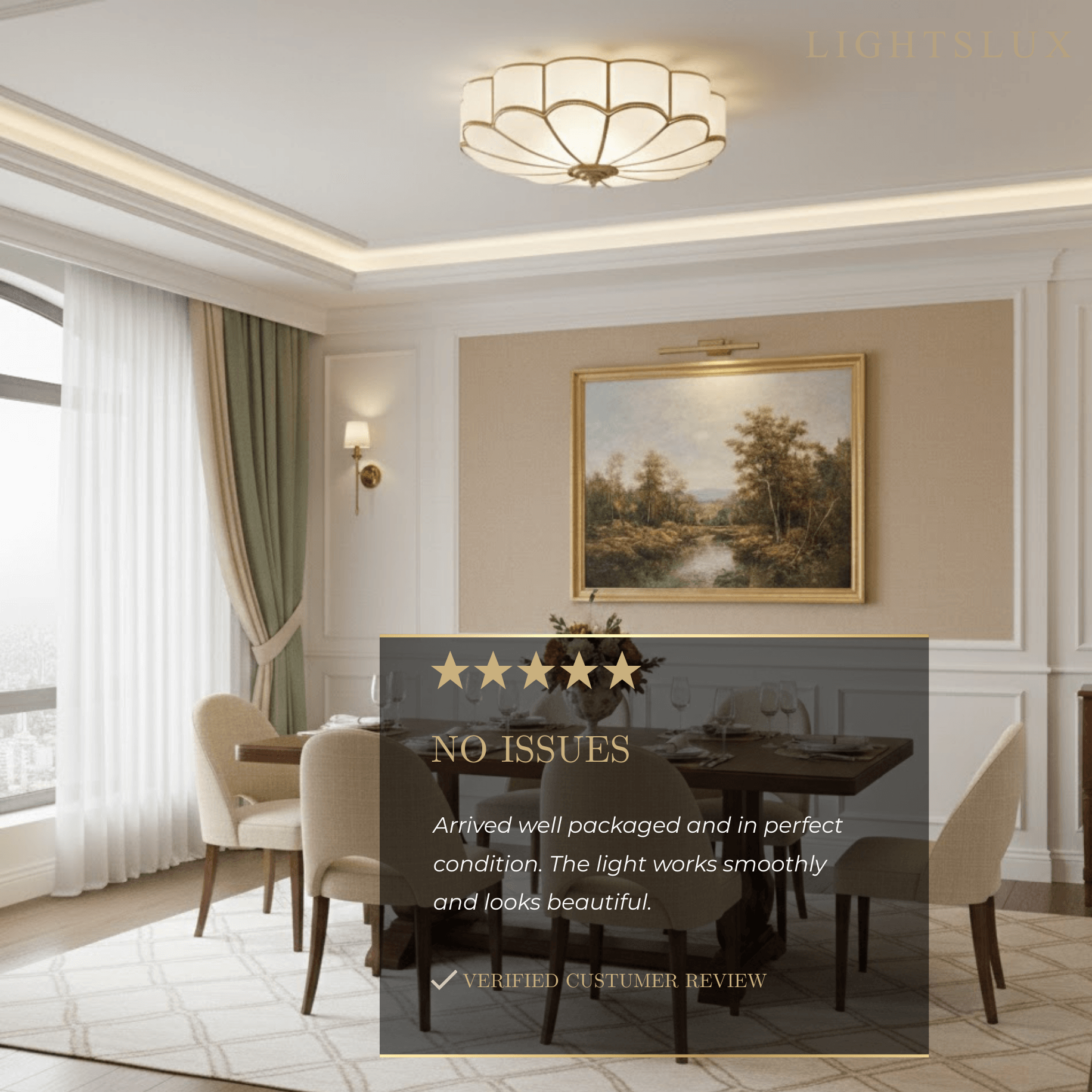 Moderne bloemen glazen plafondlamp – messing plafondlamp voor slaapkamer - Flindria