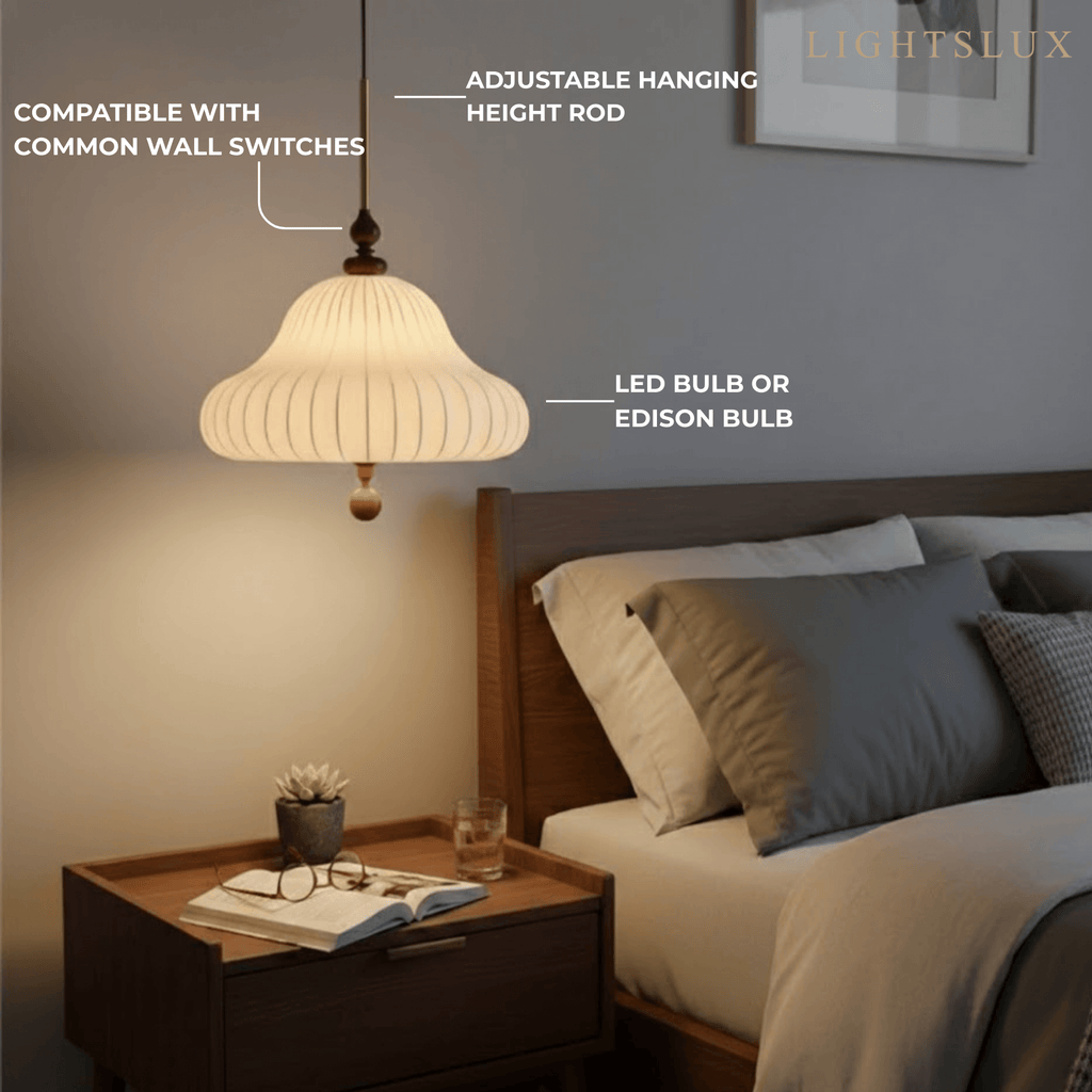 Moderne stoffen hanglamp – sculpturale bloemen plafondlamp voor eetkamer - Flindria