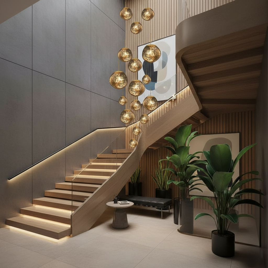 Contemporary Twisted Pendant Lamp — Mirror Finish in 4 Color for Dining Room/Living Room - Flindria