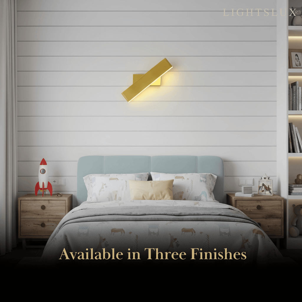 Modern Rectangular Wall Lamp -- Metal Black/Gold/Brown for Bedroom - Flindria
