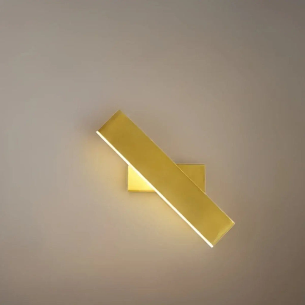 Modern Rectangular Wall Lamp -- Metal Black/Gold/Brown for Bedroom - Flindria