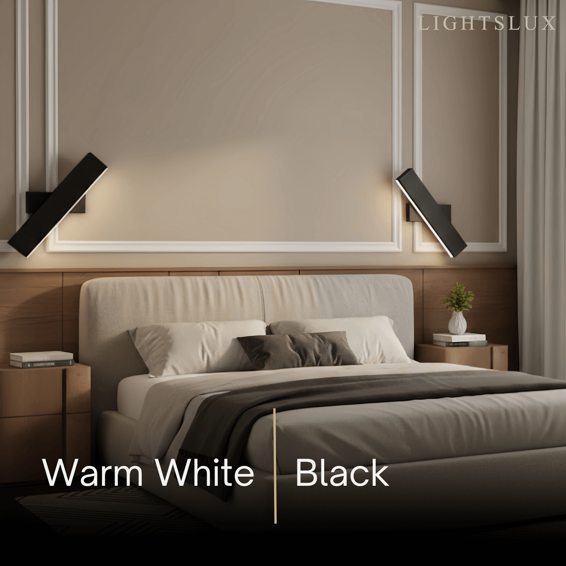 Modern Rectangular Wall Lamp -- Metal Black/Gold/Brown for Bedroom - Flindria