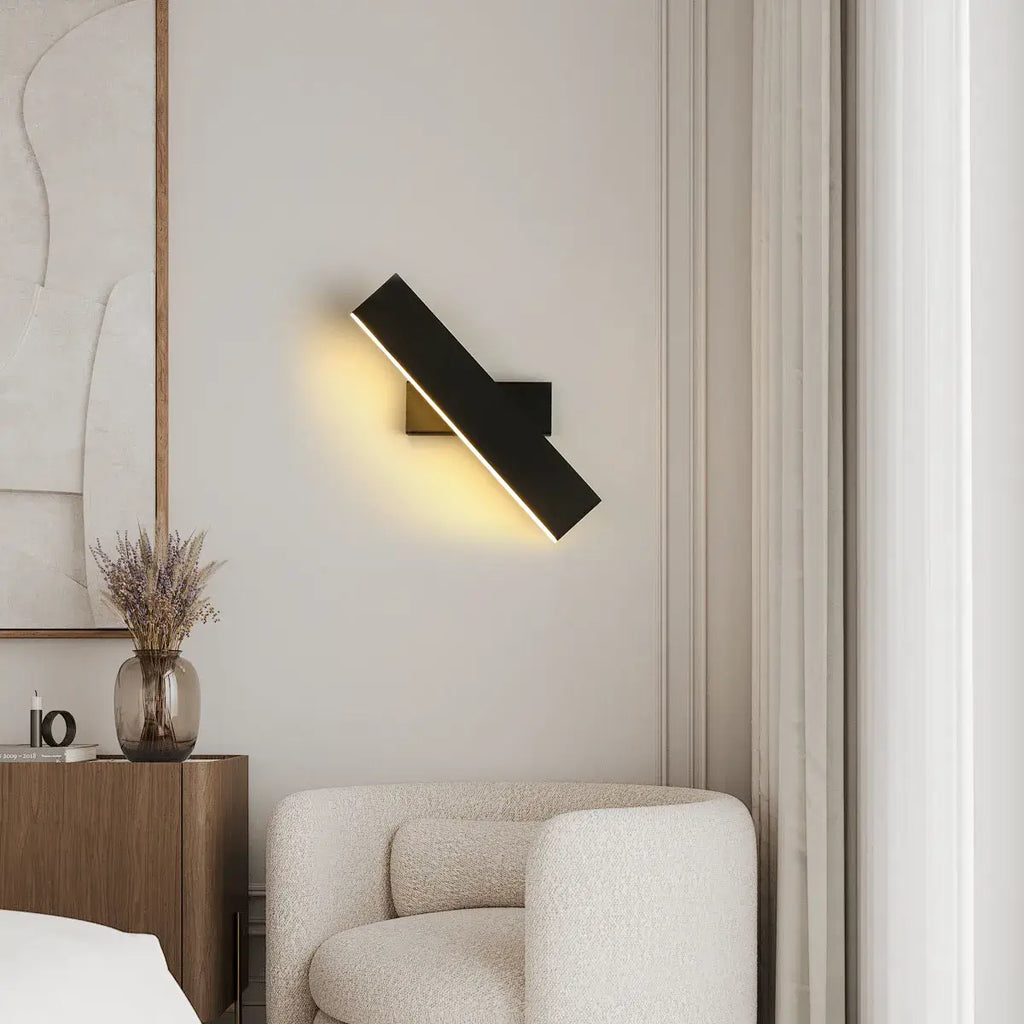 Modern Rectangular Wall Lamp -- Metal Black/Gold/Brown for Bedroom - Flindria