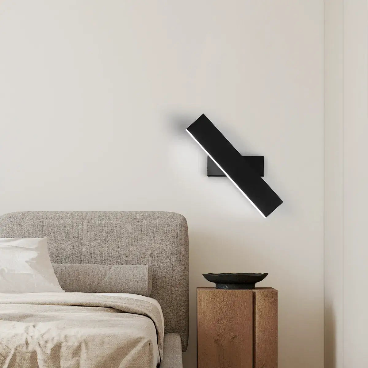 Modern Rectangular Wall Lamp -- Metal Black/Gold/Brown for Bedroom - Flindria