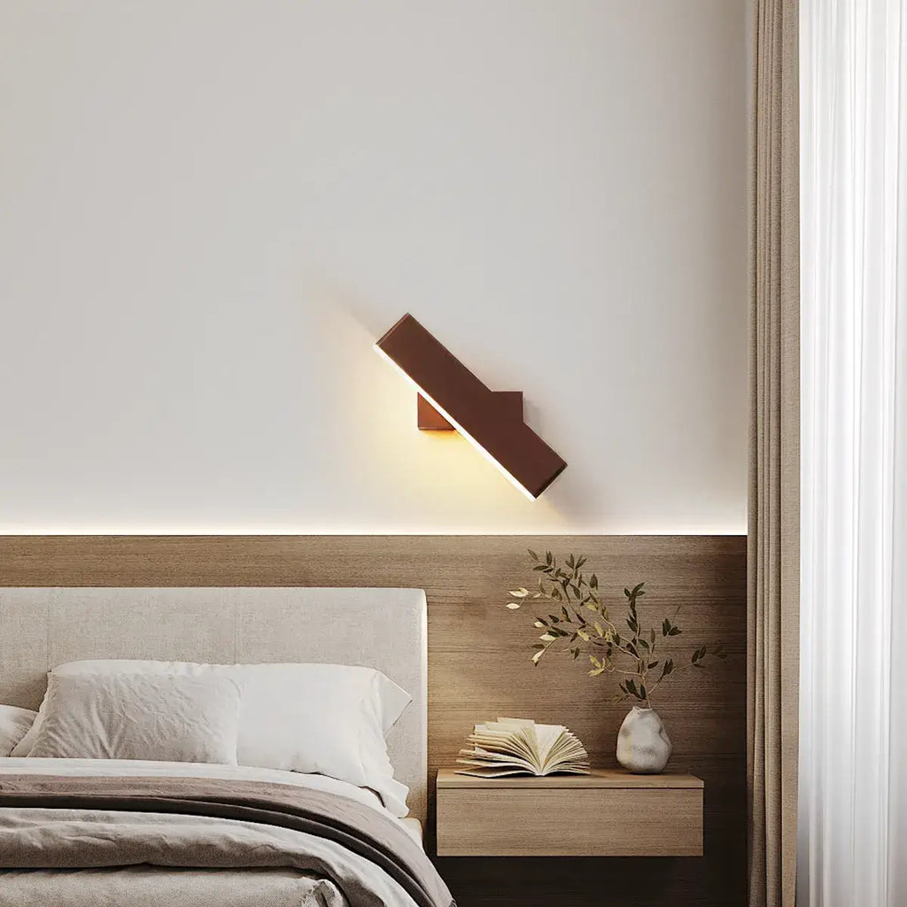 Modern Rectangular Wall Lamp -- Metal Black/Gold/Brown for Bedroom - Flindria