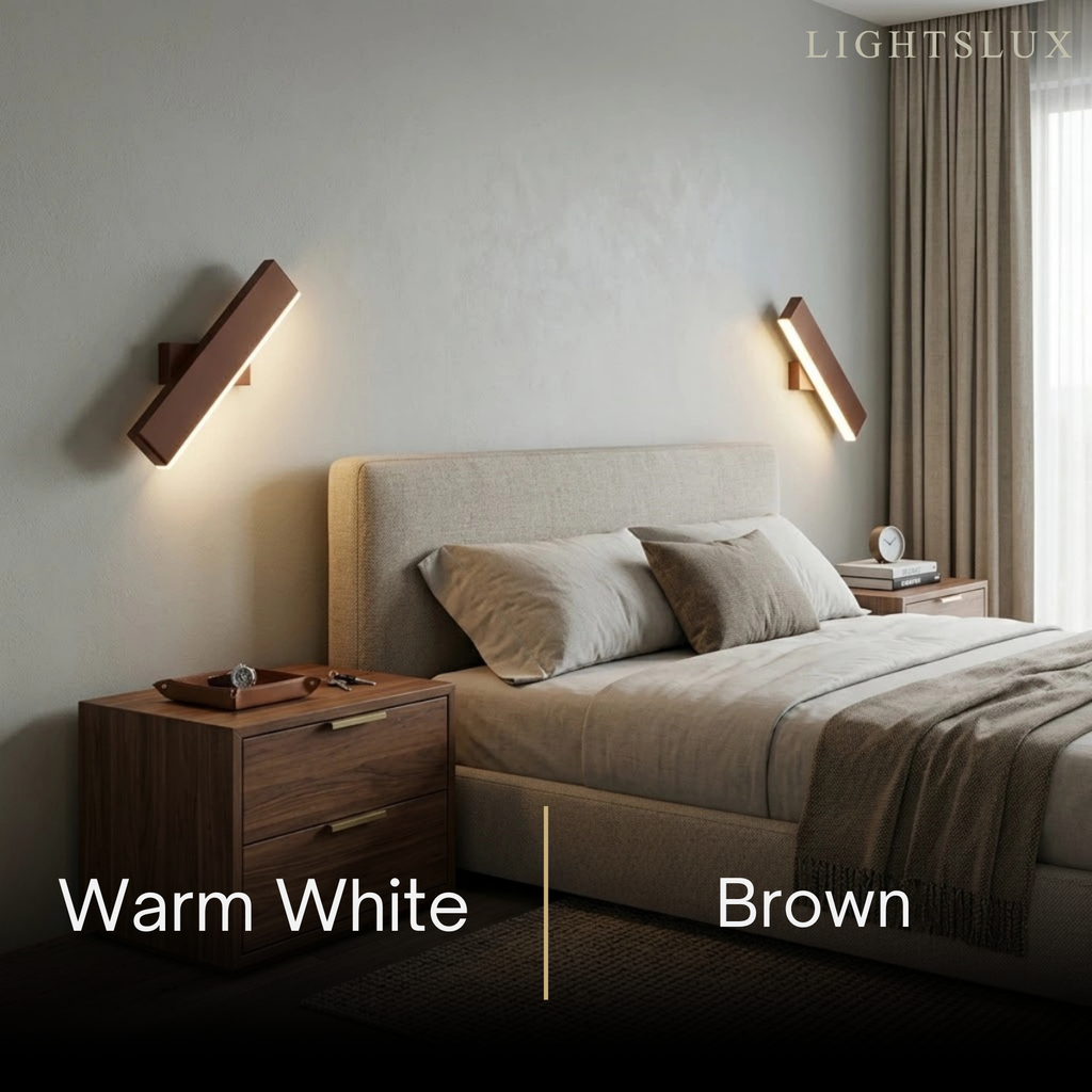 Modern Rectangular Wall Lamp -- Metal Black/Gold/Brown for Bedroom - Flindria